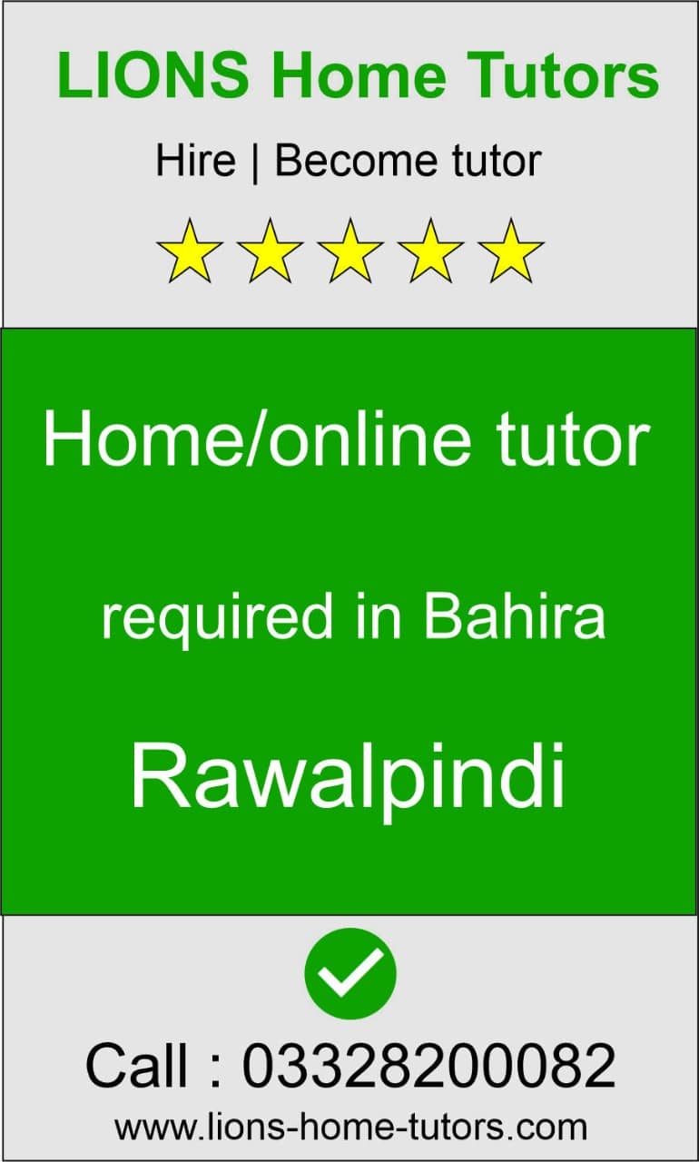 Home Tutor in Bahria Town Phase 1-2-3-4-5-6-7-8 Rawalpindi