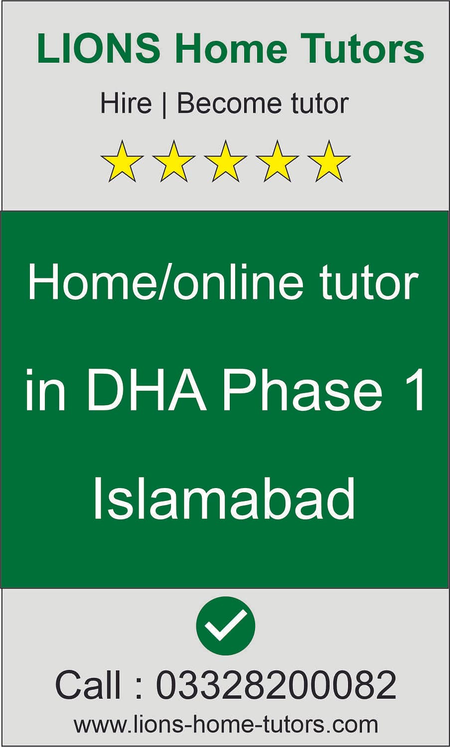Home tutor in Dha Phase 1 Islamabad
