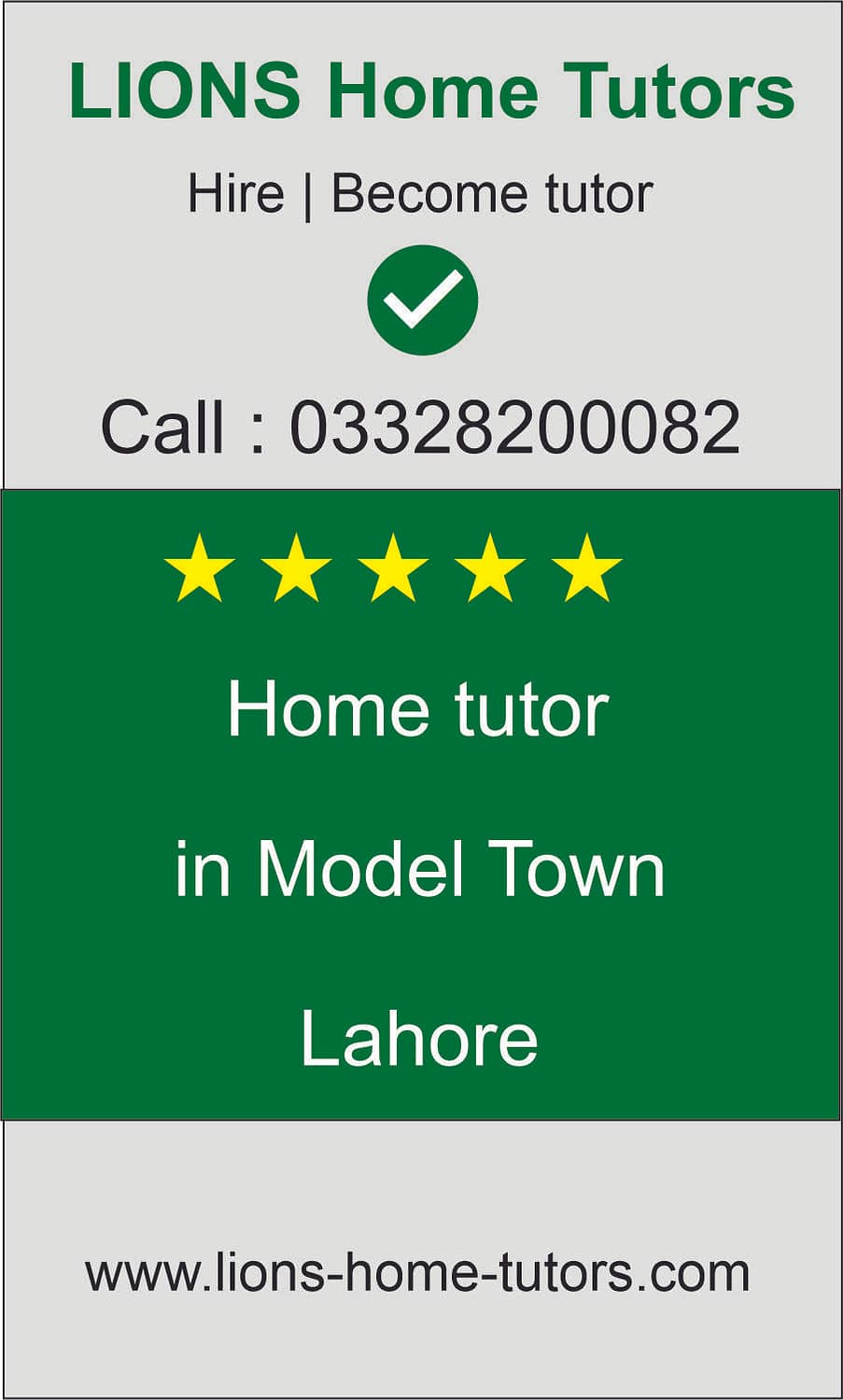 Home tutor in Model Town Lahore
