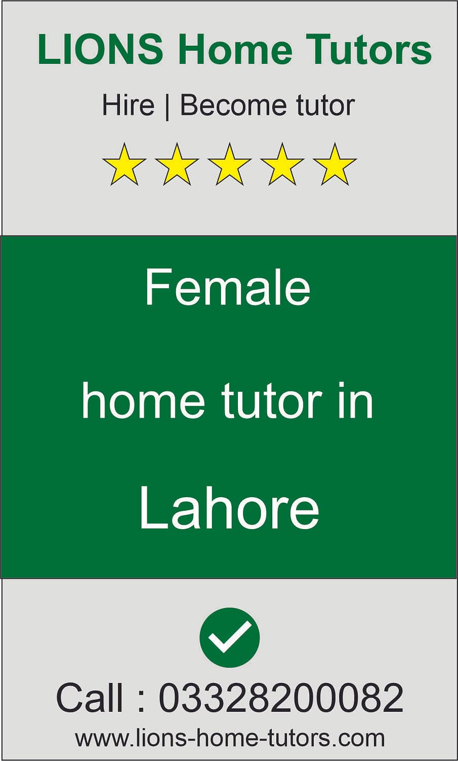 Female home tutor in Lahore