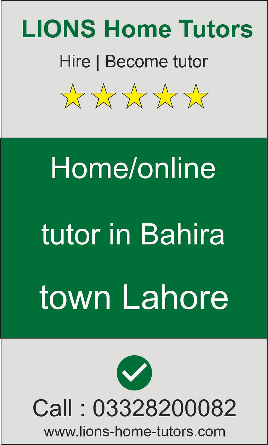 Home tutor in Bahria Town Lahore