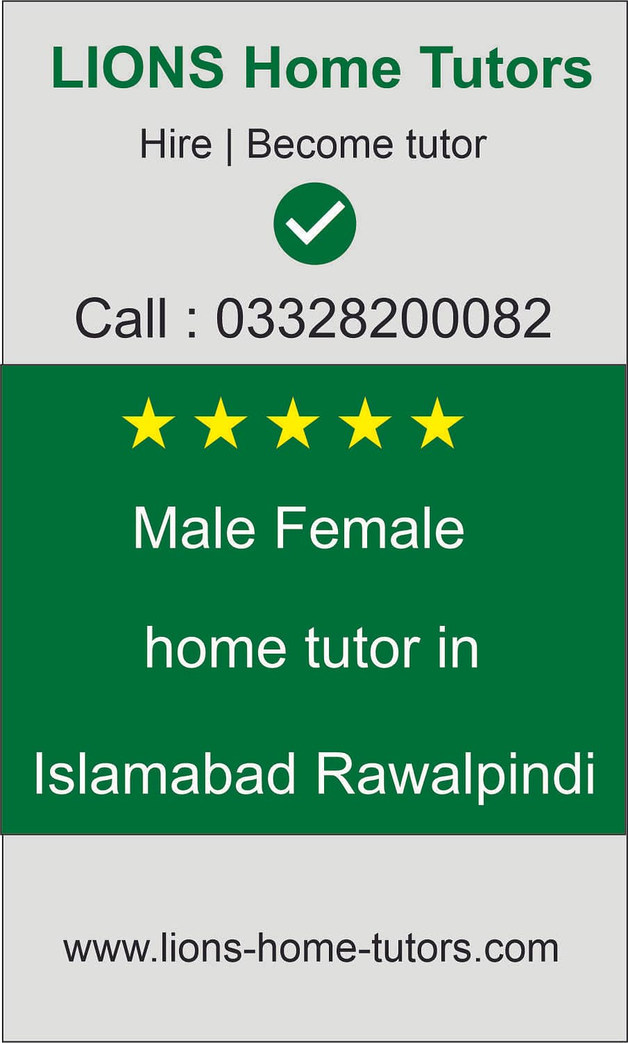male female home tutor in islamabad Rawalpindi